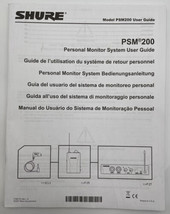 Shure PSM200 Owners Manual PSM 200 User Guide Book P2T P2R - $14.20