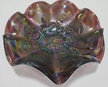 Imperial Carnival Glass Bowl Purple Pansy With Arc Electric Color Irides... - $89.05