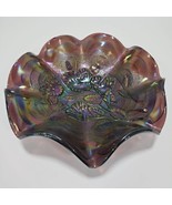 Imperial Carnival Glass Bowl Purple Pansy With Arc Electric Color Irides... - $89.05