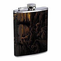 Mountain Cave Journey Hip Flask Stainless Steel 8 Oz Silver Drinking Whiskey Spi - £7.82 GBP