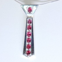 Ruby Red Sapphire Ovals Dangle Unisex Pendant 925 Sterling Neck Tie Design 568 - £75.76 GBP