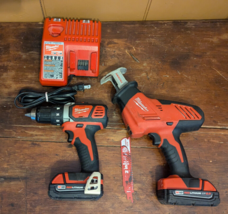 Lot Of 2 Milwaukee M18 Tools, 2 Batteries, 1 Charger - Drill Driver, Hackzall - £114.77 GBP