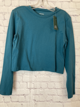 Wild Fable Womens Medium Crop Top Green Teal Pullover Long Sleeve Round Neck NWT - $2.96