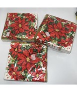 Paper Art Vintage Napkins with Poinsettias 3 Packages NOS - $340.71 MXN