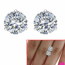 2.20Ct Round CZ Diamond 925 Sterling Silver Engagement Wedding Stud Earrings - £56.60 GBP