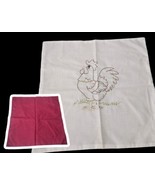 Handmade Embroidered Rooster Pillow Cover Burgundy Checks Farmhouse 16 x... - £7.49 GBP