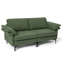 Modern Fabric Loveseat Sofa for with Metal Legs and Armrest Pillows-Army... - $15,402.40 MXN