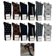 12 Pairs Mens Dress Socks Colorful Patterned Happy Crew Lightweight Sock... - £34.25 GBP