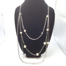 Premiere Designs Triple Strand Silver Tone Matinée Necklace with Faux Pearls. - $12.20