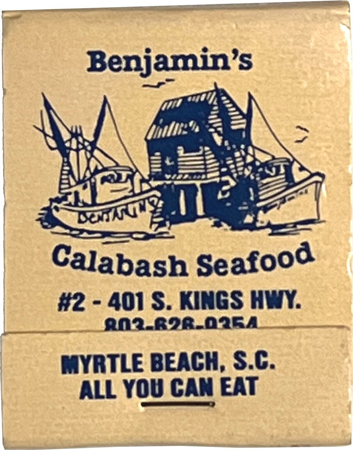Benjamin's Calabash Seafood, Myrtle Beach, SC, Match Book Matches