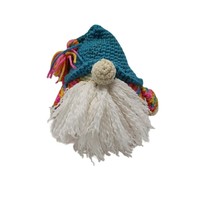 Crocheted Soft Sculpture Garden Gnome with Multi-color body and Teal Hat... - $29.70