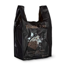 Pack of 1000 OXO-Biodegradable Thank You Plastic Bags 10 x 6 x 18. Black Carry-O - £155.01 GBP