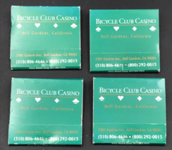 Lot of Four (4) Bicycle Club Casino Matchbook Bell Gardens CA Full 30 Un... - $13.99