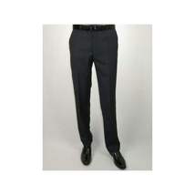 Mens MANTONI Flat Front Pants 100% Wool Super 140's Classic Fit 46306-3 Charcoal image 6