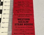 Matchbook Cover Western Sizzlin Steak House Restaurant  Pensacola, FL  gmg - $12.38
