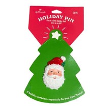 Vintage Hallmark Santa Claus Face Christmas Holiday Lapel Pin *New - $10.00