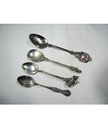 Vintage Antique Collector Spoons Set of 4 Some Silver C3007 - £34.04 GBP
