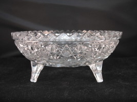 McKee INNOVATION Candy Nut Dish 3 Toed Harvard Cut &amp; Pressed Bowl Clear - $14.95