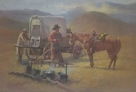 Cowboy Camp - Limited Edition Print by Wayne Baize - 16 1/4 x 24 - £192.47 GBP