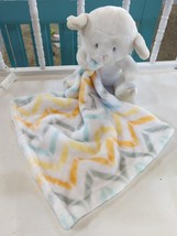 Little Miracles Lovey Security Blanket Plush Lamb Sheep Chevron Orange Gray Blue - $19.88