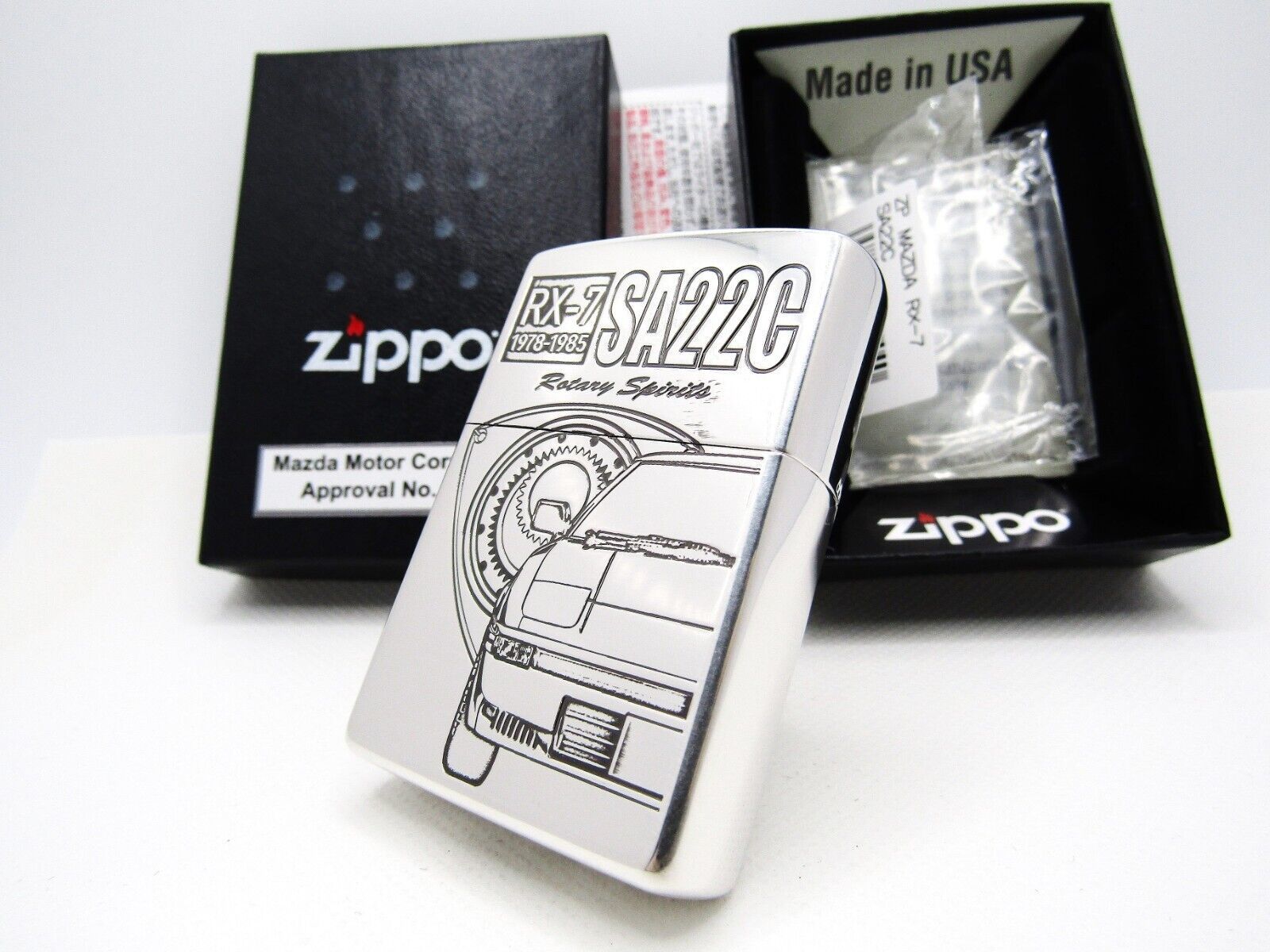 Mazda RX-7 SA22C Engraved Zippo Oil Lighter 2023 MIB