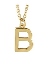 Genuine 14K Yellow Gold 0.37&quot; Letter B Dangling Pendant 16&quot; Initial Neck... - $323.22