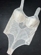 Victoria&#39;s Secret 36C,36D TEDDY Bodysuit One-piece COCONUT white ivory Lace - $98.99