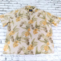 Caribbean Joe Shirt Mens XXL Beige Hawaiian Silk Short Sleeve Button Up Tropical - £12.78 GBP