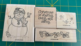Stampin up Stitched Snowman Rubber Stamp Set - £6.94 GBP