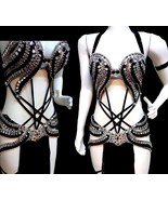 Made to Order Luxury Belly Dance Costume: Black Crystal Showgirl Dress - $11,001.00 MXN