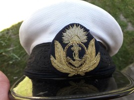 vintage old white sombrero  hat cap Navy Argentine uniform Armada Argen(... - $72.79