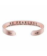 Be Fearless Cuff Bracelet Bangle Stainless Steel Quote Jewelry Rose Gold... - £25.16 GBP
