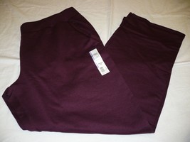 Time &amp; Tru Fleece Open Leg Pants Burgundy XXL (20) Mid Rise Front Pockets - £11.40 GBP