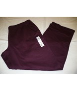 Time &amp; Tru Fleece Open Leg Pants Burgundy XXL (20) Mid Rise Front Pockets - $14.23