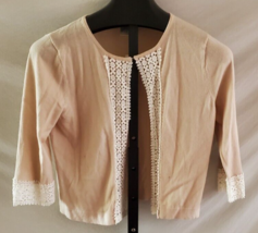 NWT August Silk Ash Blonde Beige Cotton Cardigan Sweater Size Large Womens - £15.57 GBP