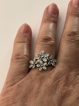 Genuine Sterling Silver Pandora Dazzling Daisy & Dazzling Daisies Ring Set Sz 6 - $99.95