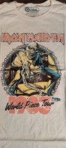 Iron Maiden - Welt Teile 1983 Tour Hellbraun Abgenutzt T-Shirt ~ Niemals... - $20.99