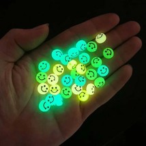 10 Glow In The Dark Happy FaceBeads Round Coin Smiley Jewelry Making 10m... - £4.27 GBP