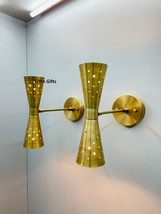 Pair Atomic 50&#39;s 60&#39;s Style mid-Century Modern Bow tie Dual Cone Wall Sconce lam - £69.92 GBP+