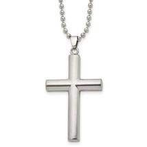 Chisel Stainless Steel Brushed and Polished Cross Pendant on a 22 inch B... - $69.00