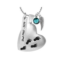 Pewter Footprints Across My Heart Pendant Urn - Love Charms™ Option - £23.49 GBP