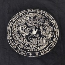 Hong Kong Dragon Embroidered Men&#39;s T Shirt Size M Black 100% Heavy Cotton - $20.53