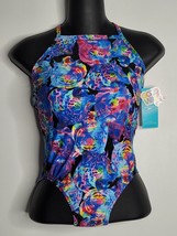 Speedo Endurance Womens One Piece Athletic Swimsuit 28 Lion Tiger Cat Good Vibes - $29.99