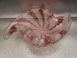 Bohemia Czech ashtray pink ribbons and lace 7 x 5&quot; - £65.90 GBP