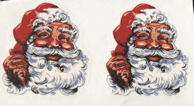 M87 - Ceramic Waterslide Vintage Decal - 5 Santa Faces - 1.5&quot; - $1.50