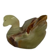 Vintage Carved Swan 2” Tall Hand Trinket Miniature Figurine Green Onyx  READ - £11.17 GBP