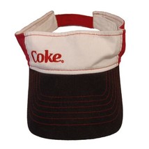 Coke Coca-Cola Adjustable One Size Fits All Visor Hat Black Bill Red Sti... - $13.98