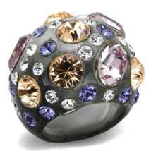 VL114 Resin Ring with Top Grade Crystal in Multi Color - Exquisite and Versatile - £22.41 GBP