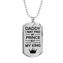 Fathers Day Dad is king Necklace Gift Stainless Steel or 18k Gold Dog Ta... - $47.45+