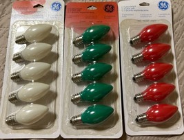 3 VTG GE C-7 Glow Bright Replacement Bulbs 5 Watts C7 Christmas (15) White Red - $19.79